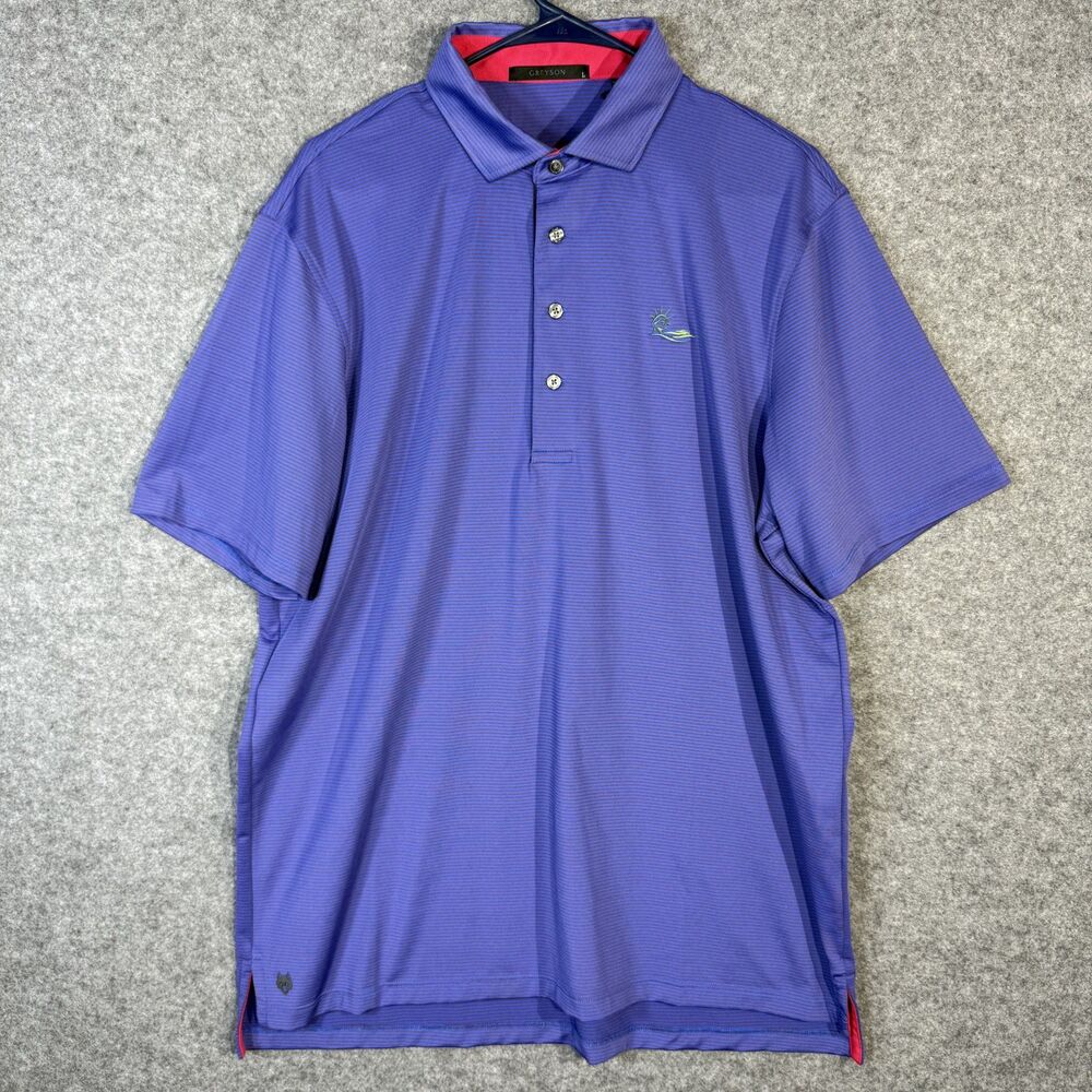 Liberty National Golf Greyson Men's‎ Polo Blue & Red Striped Embroidered Size L